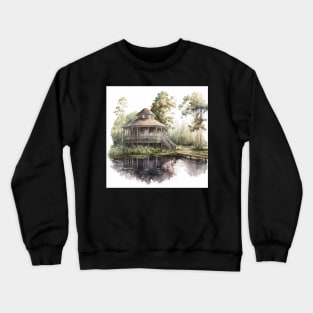 Watercolor Bayou Cabin Crewneck Sweatshirt